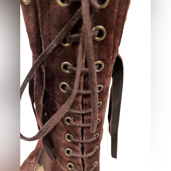 BEBE Suede Heeled Fringe Boots, size 7.5 - Picture 7 of 16